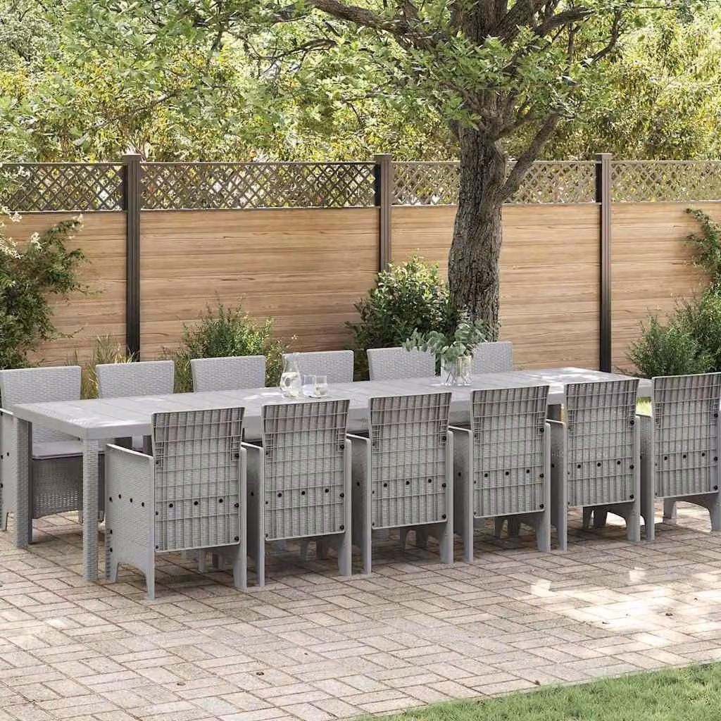 Maison Exclusive - Set da pranzo per esterno, 13 pezzi, rattan sintetico color grigio chiaro