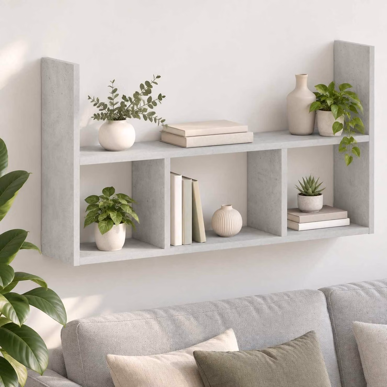Scaffale da parete moderno vidaXL Grigio, L: 78,5 cm, P: 17 cm, H: 45 cm
