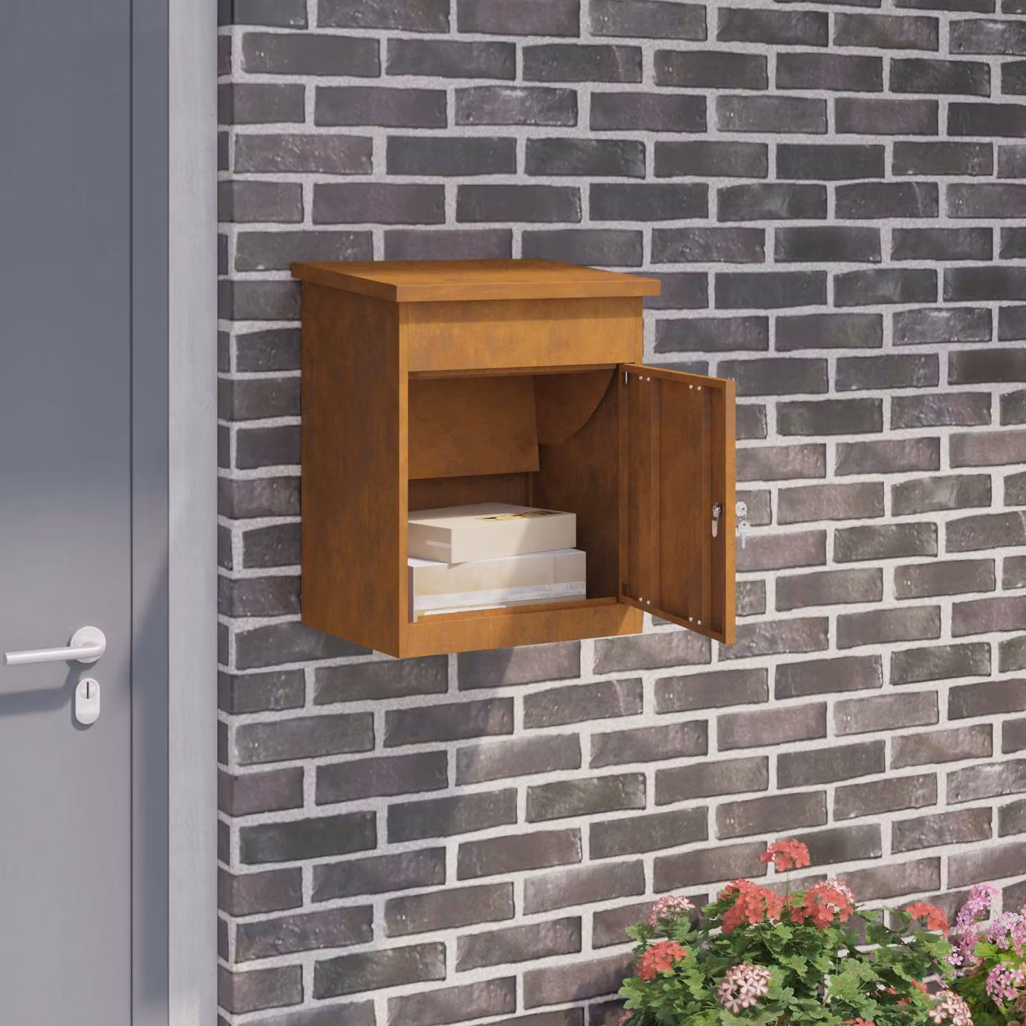 vidaXL Cassetta per pacchi con archiviazione colore marrone L/P/H: 47,5 x 38 x 59 cm