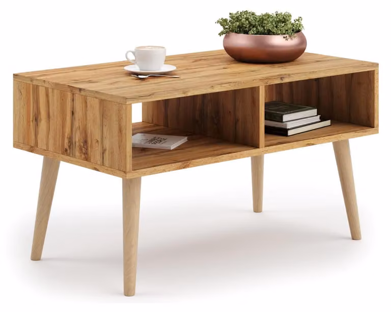 Robusto tavolino da caffè SANDI, Tavolo da salotto moderno con spazio di archiviazione, ideale per soggiorno e salotto