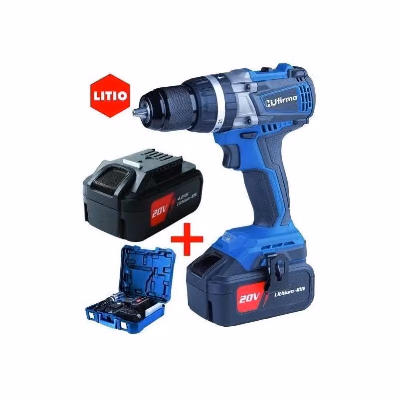 HU-Firma HU-T20B-LI Trapano Avvitatore a Percussione Brushless 20V con 2 Batterie al Litio da 4Ah, Blu, Coppia 65 Nm e Mandrino 2-13 mm – 2