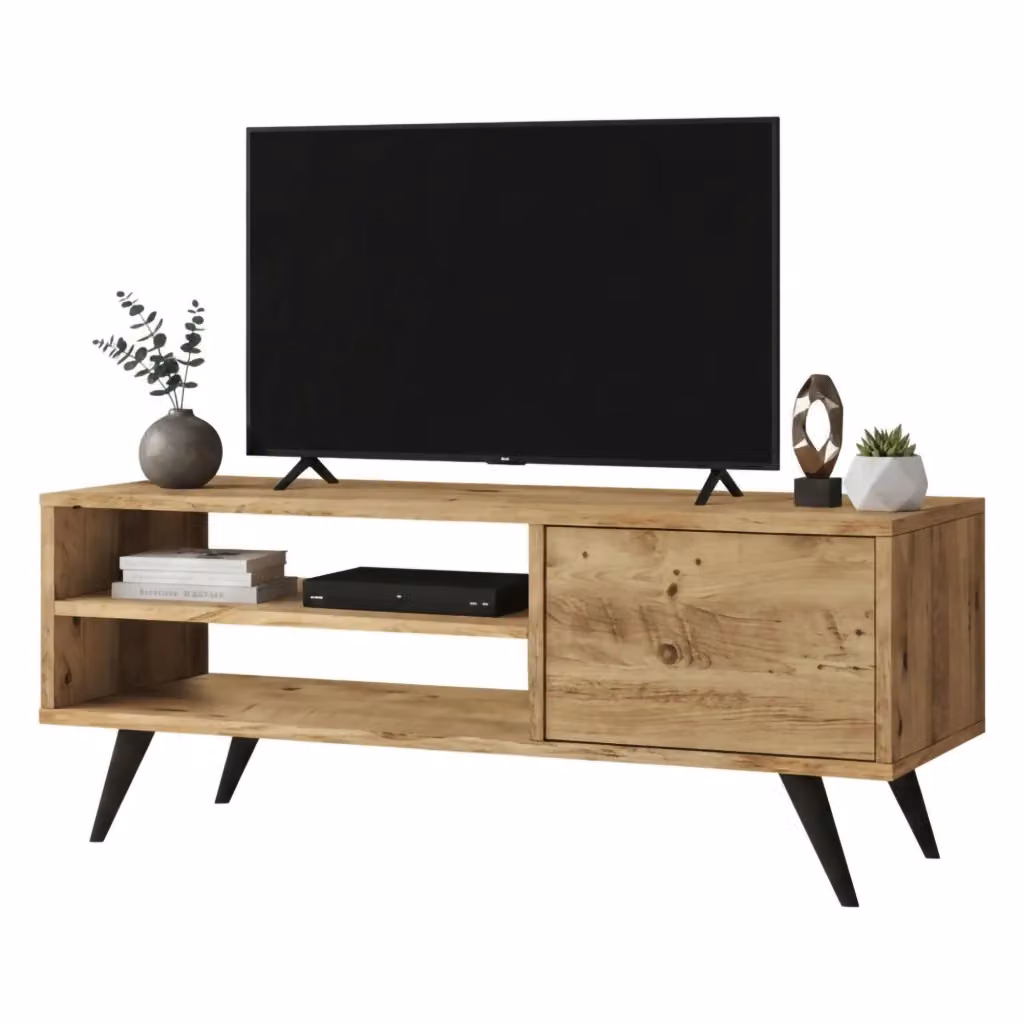 Mobile porta TV Max DMORA, Credenza moderna per soggiorno in legno color quercia, L: 110 cm, P: 40 cm, H: 44 cm – 2