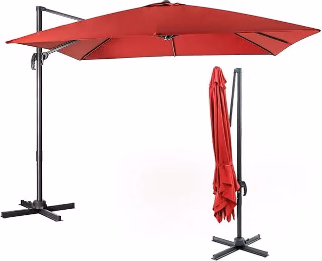 Ombrellone da esterno Costway Rosso con rotazione a 360 gradi e 3 inclinazioni, L/P: 300 x 300 cm