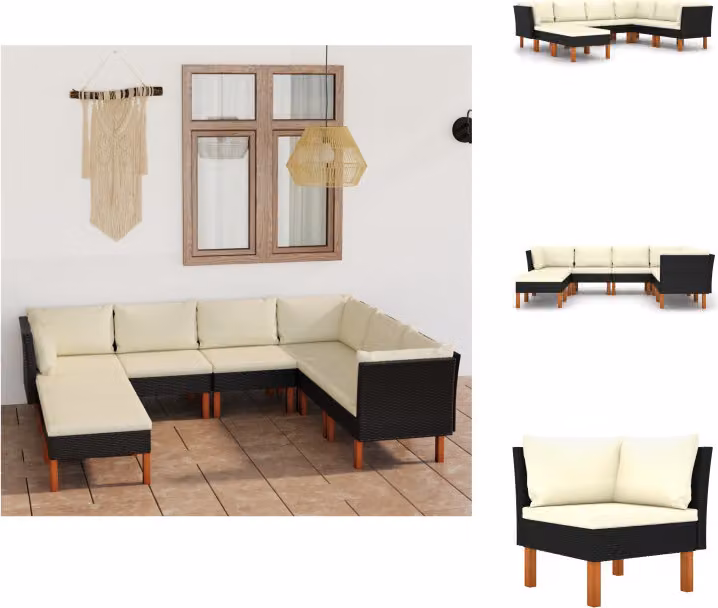 vidaXL set salotto da giardino 8 pezzi con cuscini in poly rattan nero - Set di mobili da giardino