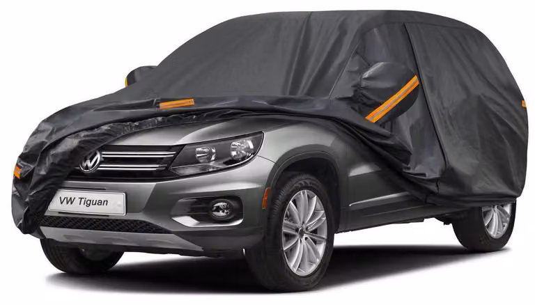 Copertura impermeabile e traspirante per auto, compatibile con Volkswagen Tiguan (2007-2025), con 7 strati, adatta per la copertura completa dell'auto, colore nero