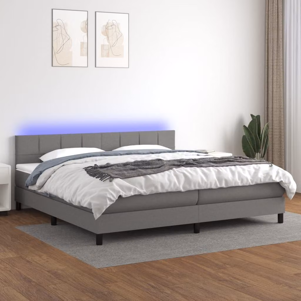 Maison Exclusive - Letto a Molle Materasso e LED Grigio Scuro 200x200cm in Tessuto