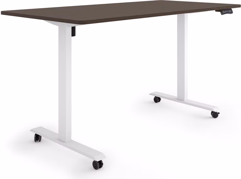 ESMART Germany ETX-121WE 160x80cm Decorazione ebano Scrivania ergonomica in piedi/seduta su rotelle Regolabile elettricamente in altezza in modo continuo 78,5-128,5cm 3 x memoria Promemoria attività Soft-Start/Stop