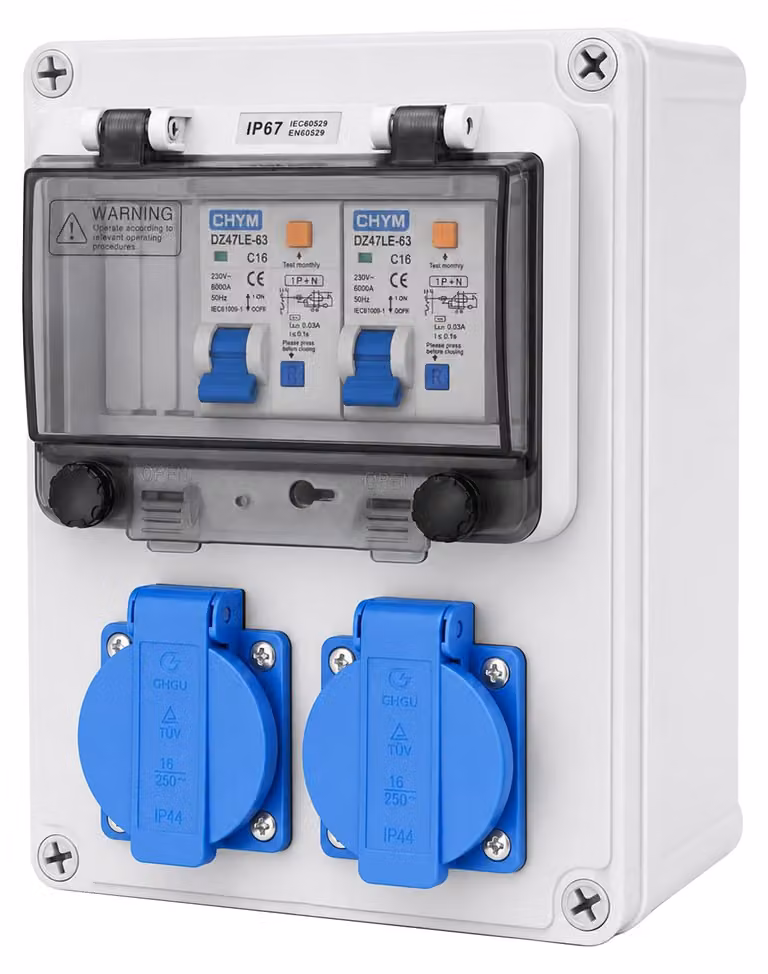 Divisore di corrente da 230V con 2 prese Schuko da 16A