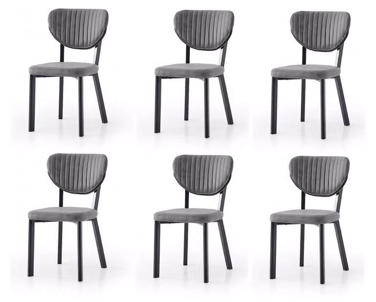 Set di 6 sedie Grigio Comode Moderne Eleganti Morbide Classiche