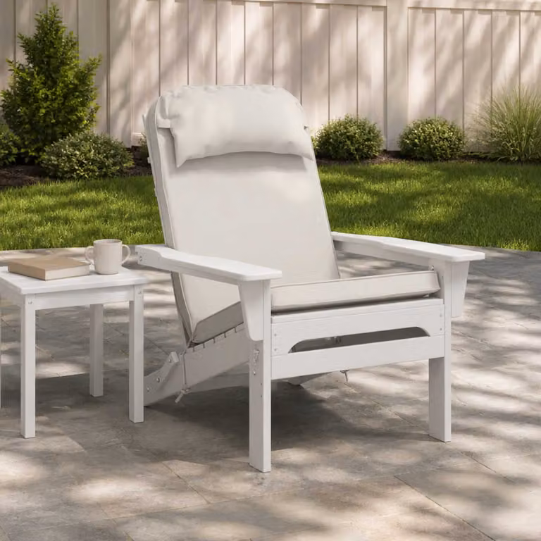 vidaXL Cuscino per Lounger da Sole in Poliestere Bianco con Rivestimento Lavabile L: 124 cm, P: 55 cm, H: 5 cm