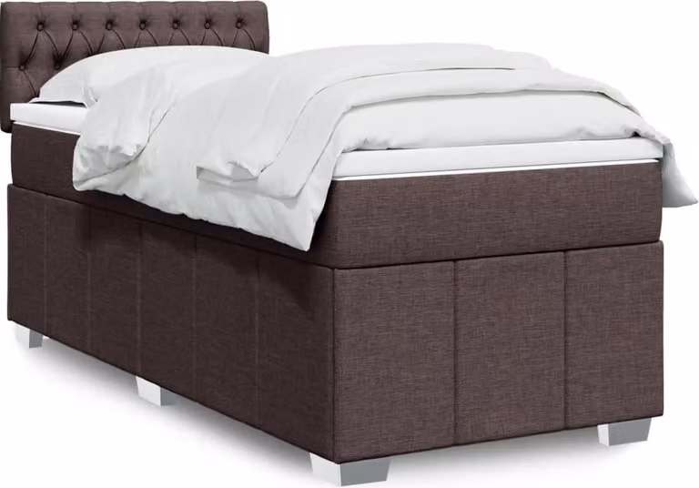 Maison Exclusive - Letto boxspring con materasso marrone scuro 100x200 cm tessuto