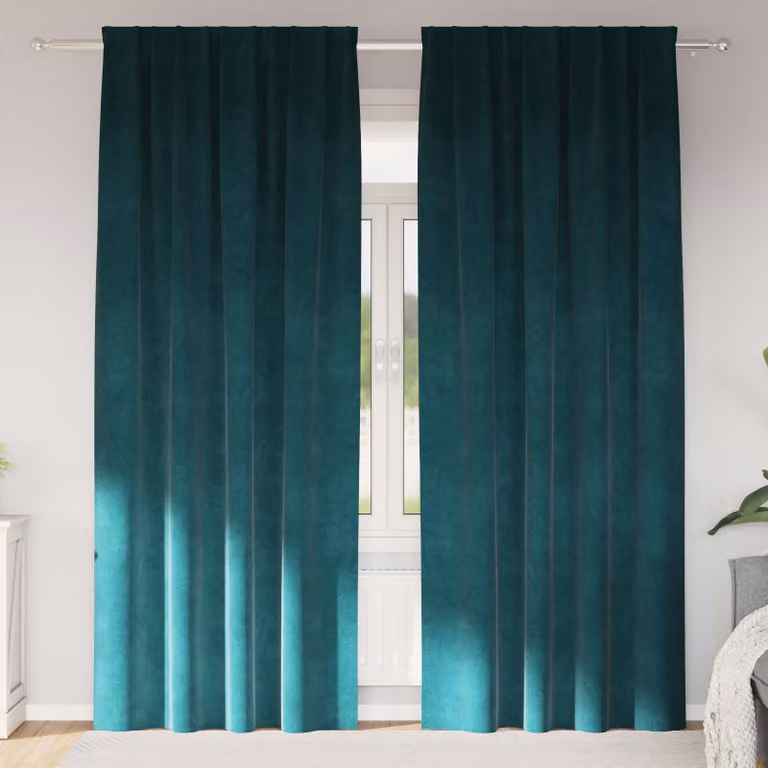 Set di 2 tende oscuranti vidaXL in velluto verde, L: 140 cm, H: 260 cm