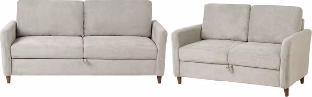 Set da salotto costituito da divani da 2 e 3 posti rivestito in tessuto con braccioli grigio soggiorno stile moderno