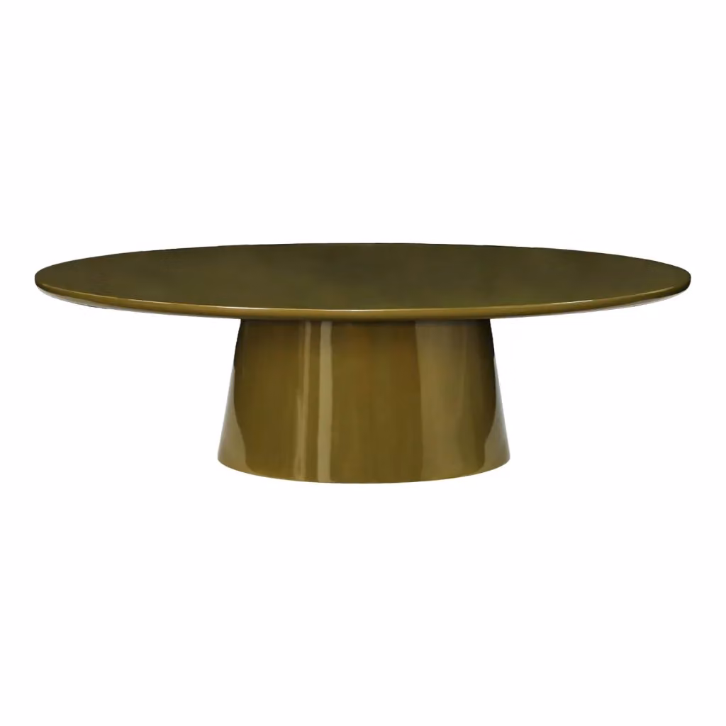 Tavolino ovale moderno SWEEEK con finitura lucida, verde kaki, L: 60 cm, P: 35 cm, H: 60 cm – 2