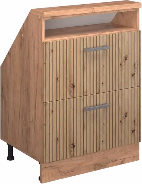 Mobile sottotetto Vicco Rion in rovere marrone con cassetti e ripiani aperti L/P/H: 83.8 x 46.0 x 60.0 cm – 1