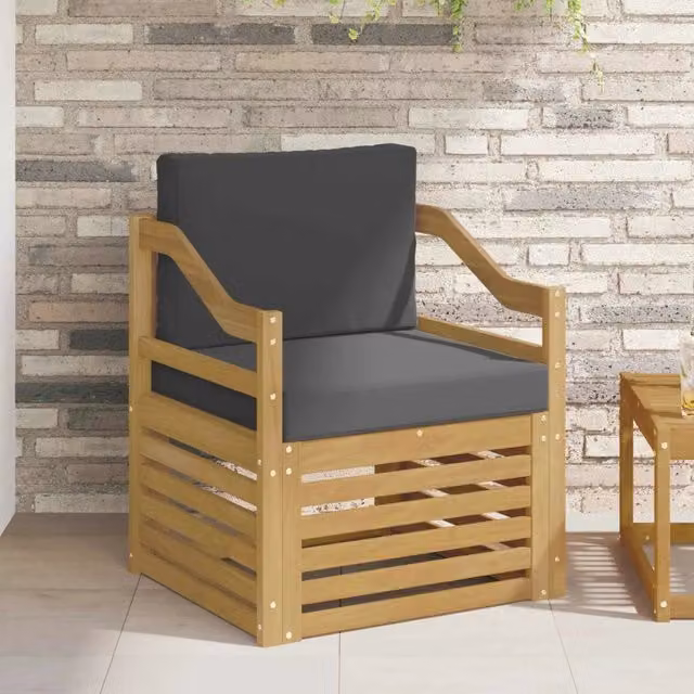 Set di divani da esterno vidaXL in legno di acacia con cuscini bianchi e antracite