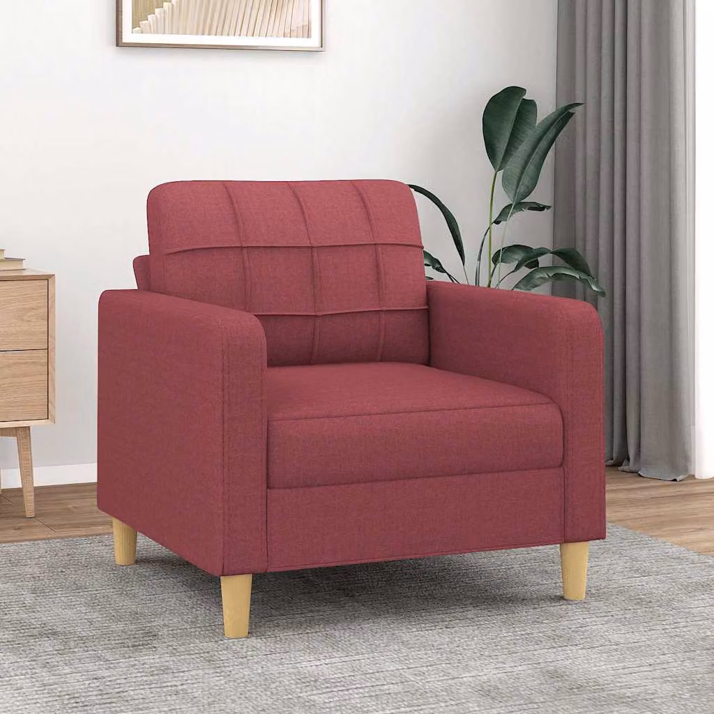 Poltrona moderna vidaXL in tessuto rosso con struttura in metallo e braccioli