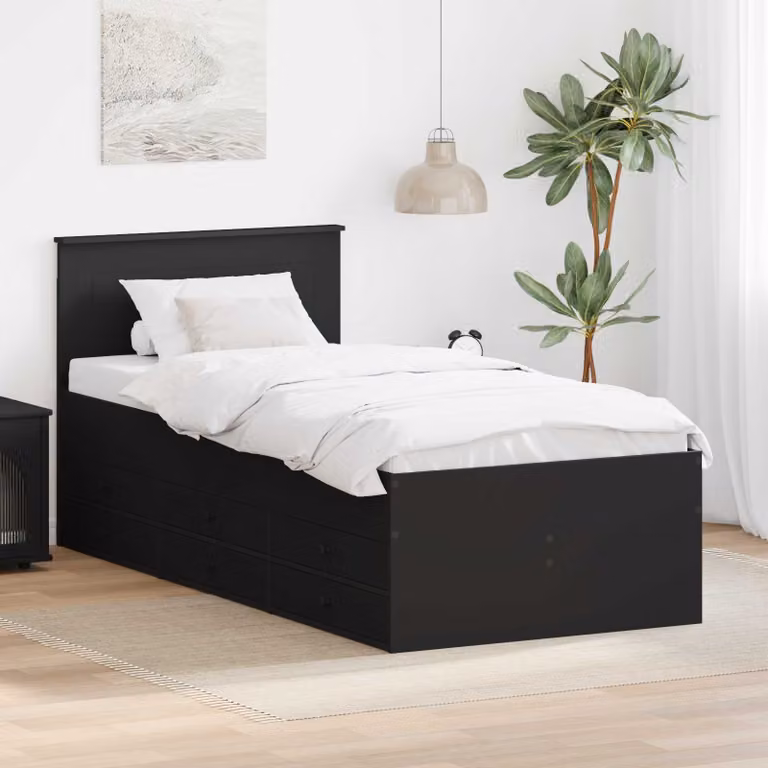 Daybed vidaXL con cassetto in legno ingegnerizzato nero L: 193 cm, P: 78 cm, H: 90 cm