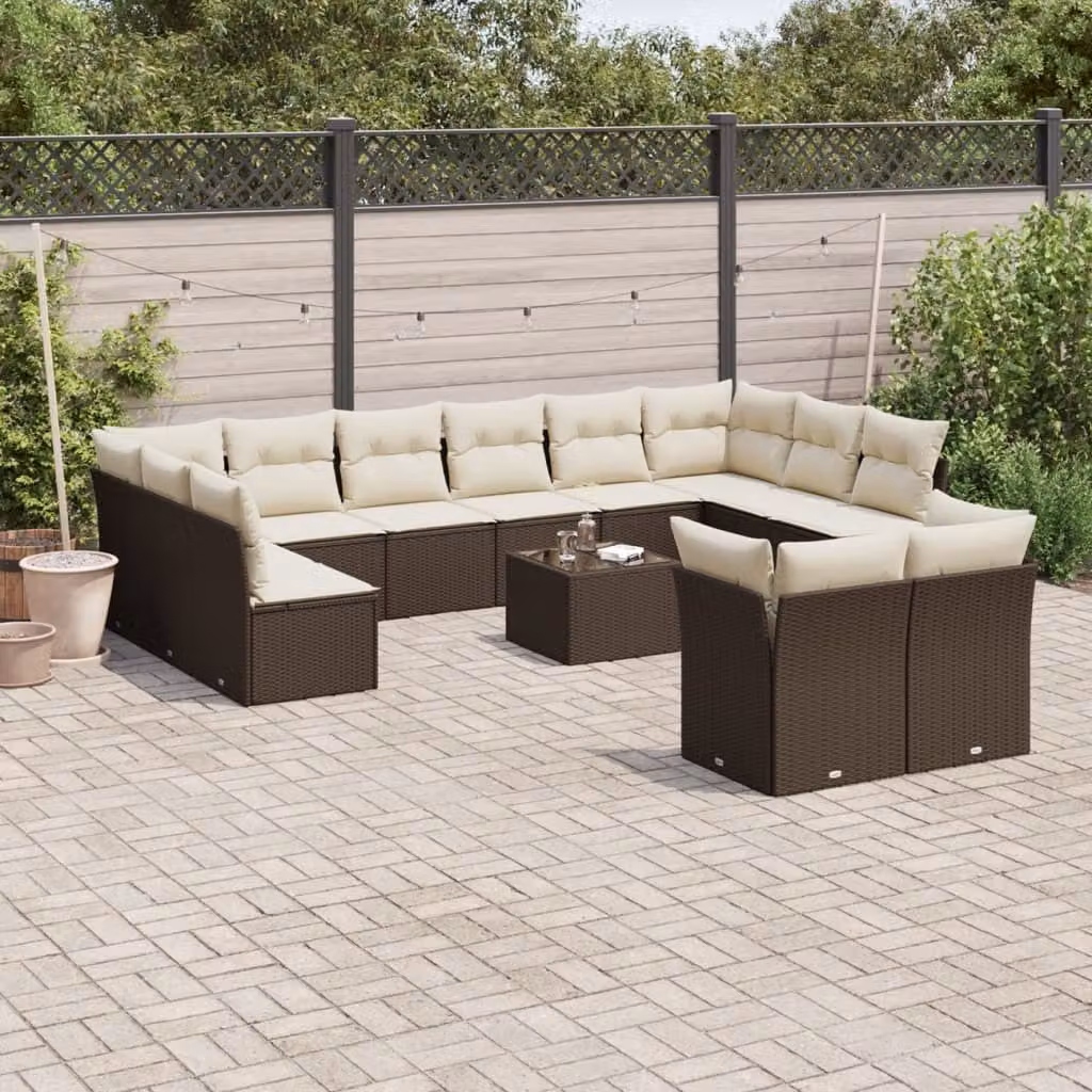 Maison Exclusive - Set Divani da Giardino 13 pz con Cuscini Marrone in Polyrattan