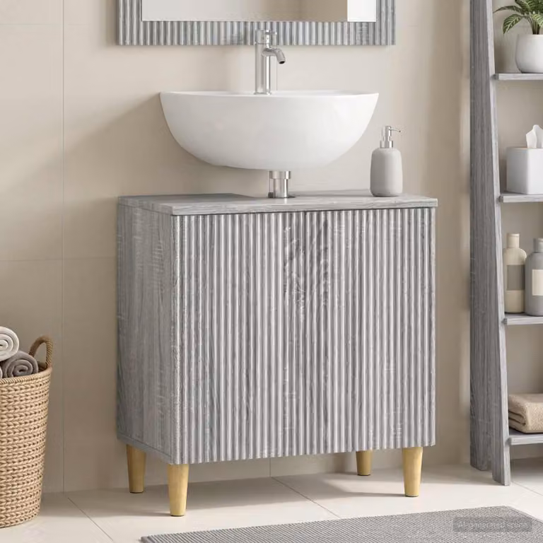 Armadio per lavabo da bagno vidaXL ARNHEM moderno grigio con ante a battente in MDF