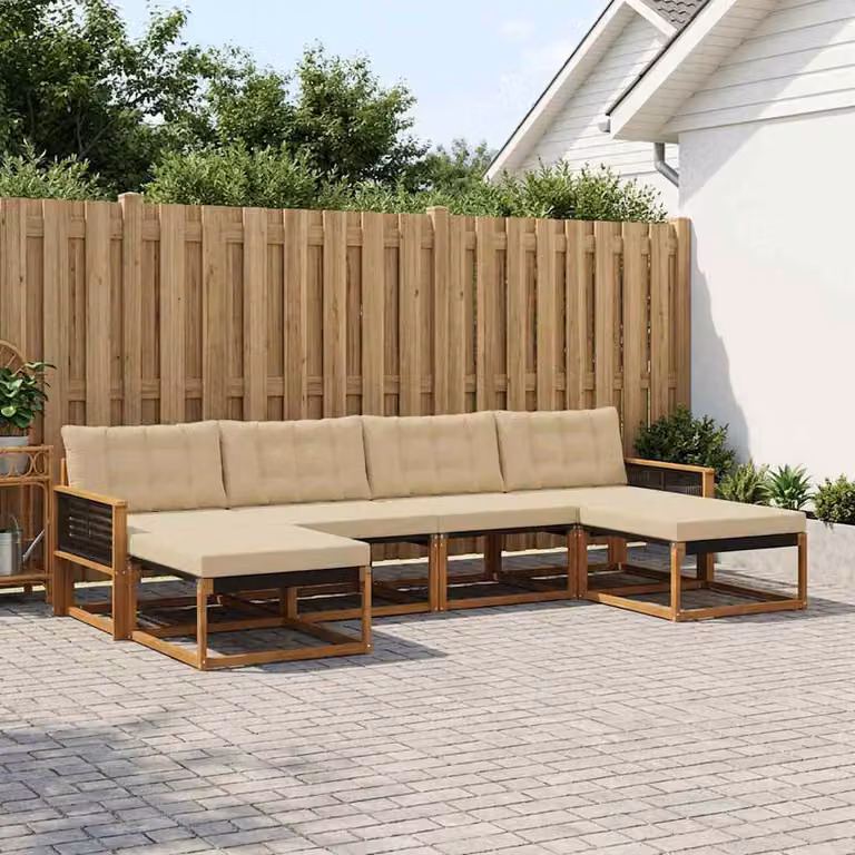 Set di divani da esterno vidaXL 6 pz in legno di acacia con cuscini beige e marrone