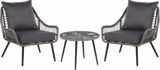 Set da Balcone con Tavolino e 2 Sedie in Finto Rattan Beige con Cuscini da esterno giardino terrazzo balcone