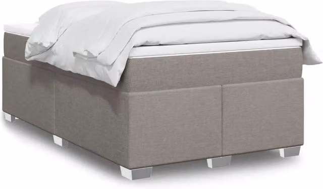 Letto con Giroletto a Molle e Materasso Ibrido vidaXL in Tessuto, Colore Tortora, L/P: 120 x 200 cm