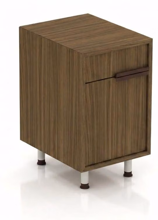 Comodino di alta qualità, color marrone, in legno e metallo, per l'arredamento della casa
