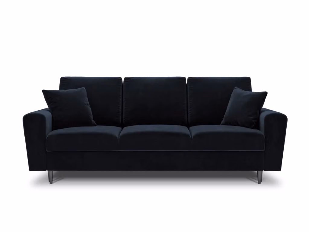 Divano convertibile con contenitore Kyoto Cosmopolitan Design a 3 posti in velluto blu scuro L: 235 cm, P: 88 cm, H: 80 cm – 2