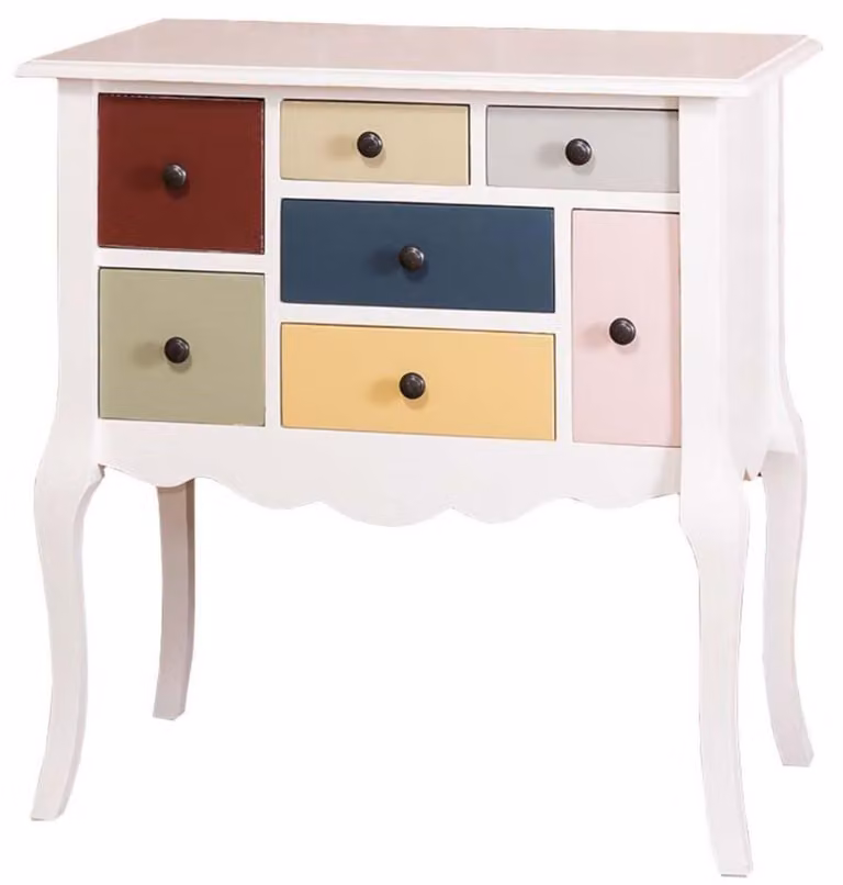 Casa Padrino cassettiera di design con 7 cassetti bianco / multicolore 80 x 48 x h. 82 cm - Mobili stile country