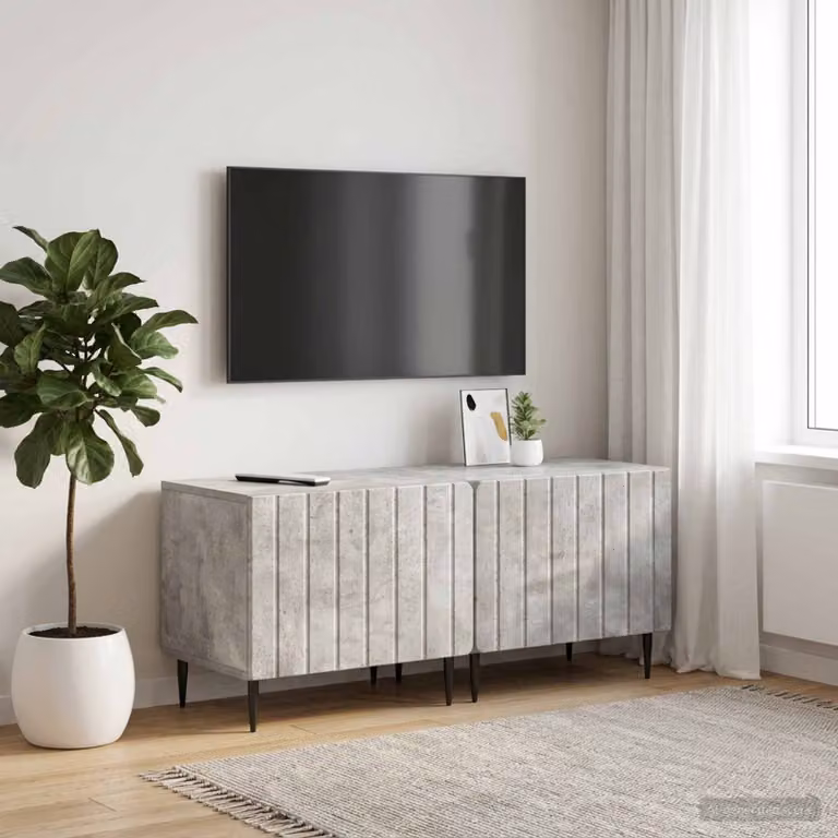 Mobile TV moderno vidaXL in legno ingegnerizzato e MDF, Grigio Cemento, L: 120 cm, P: 40 cm, H: 49 cm