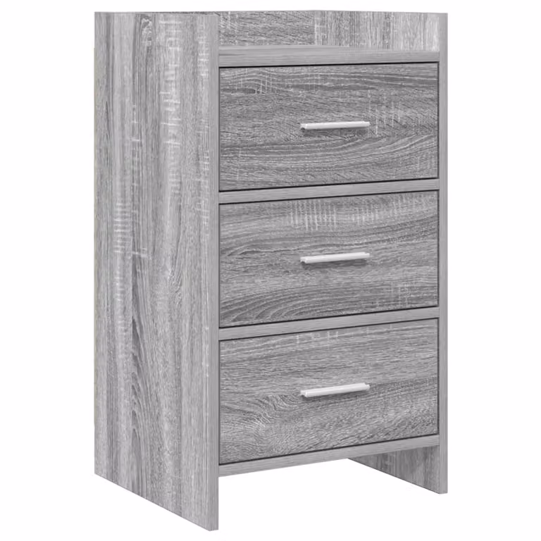 Comodino moderno vidaXL in legno ingegnerizzato e metallo, colore grigio, L 40 cm x P 36 cm x H 70 cm