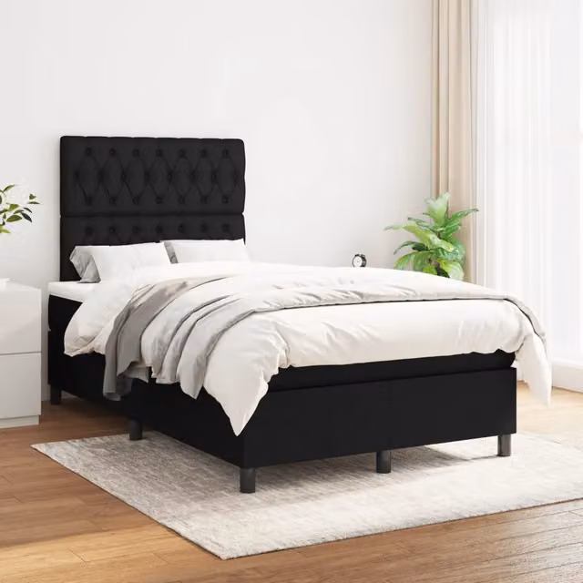 Letto Ibrido con Giroletto a Molle e Materasso vidaXL, Colore Nero e Bianco, L/P: 120 x 200 cm