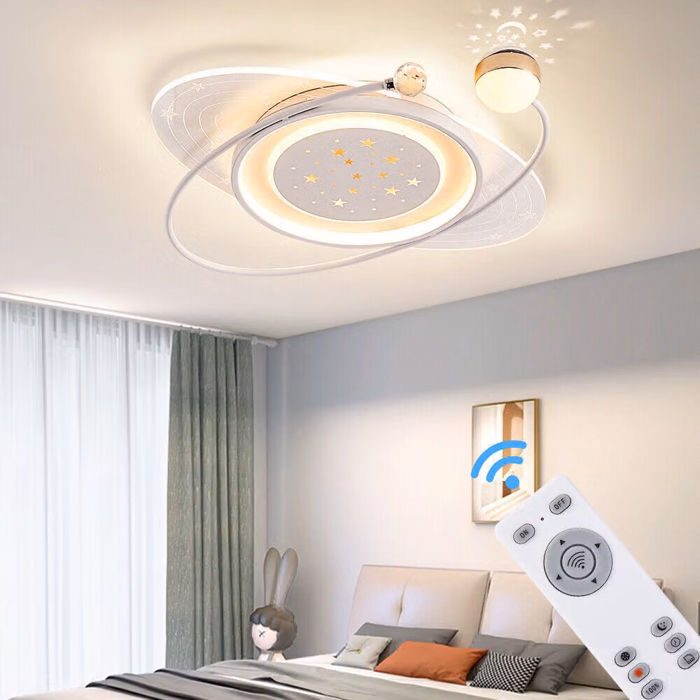 Plafoniera a LED con telecomando/app Colore della luce/luminosità regolabile. Cornice bianca e design a stella TY9644-TYX