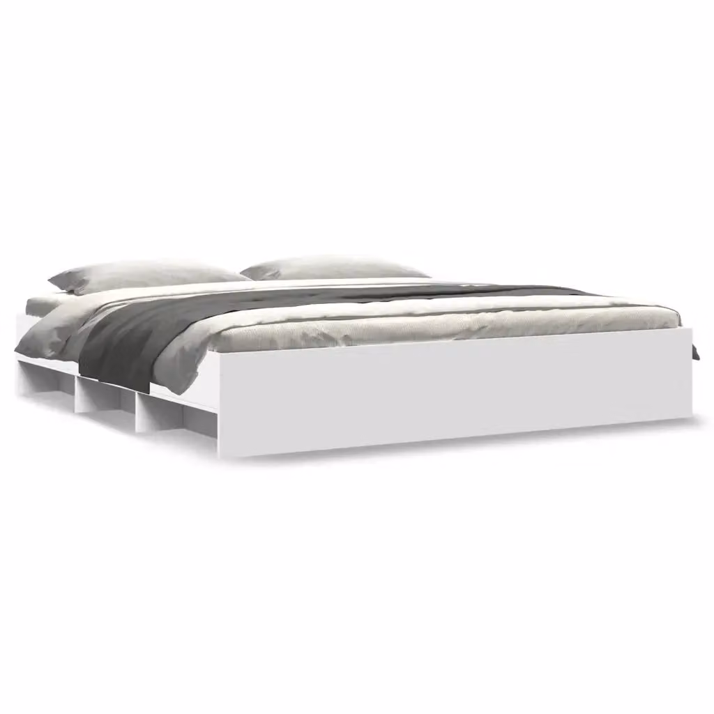 vidaXL Giroletto Bianco in Legno Multistrato con Doghe Rigide L: 200 cm, P: 200 cm, H: 35 cm – 2