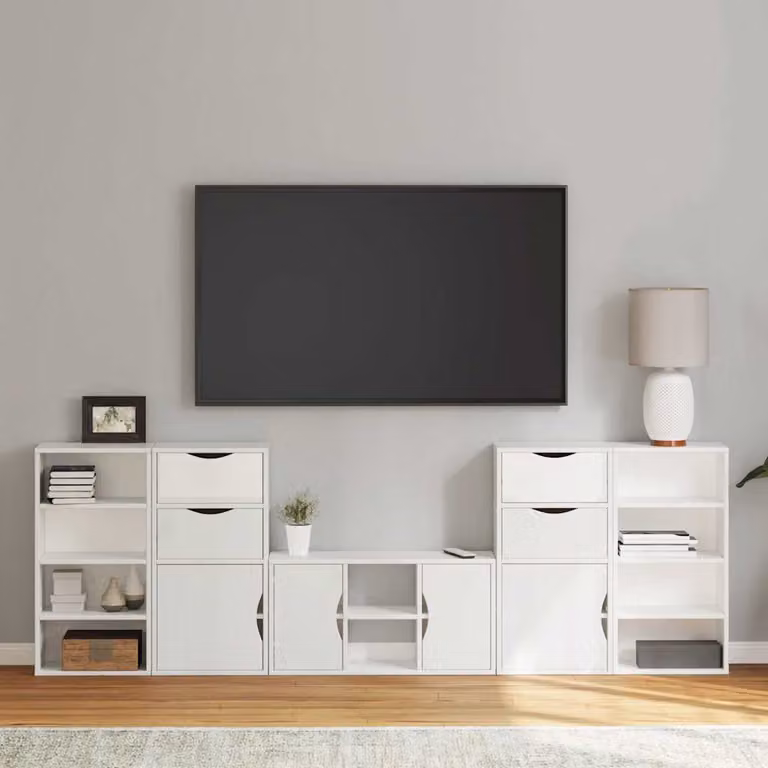 Set di 5 pezzi Mobile TV con Contenitore ODDA vidaXL in Legno di Pino Bianco