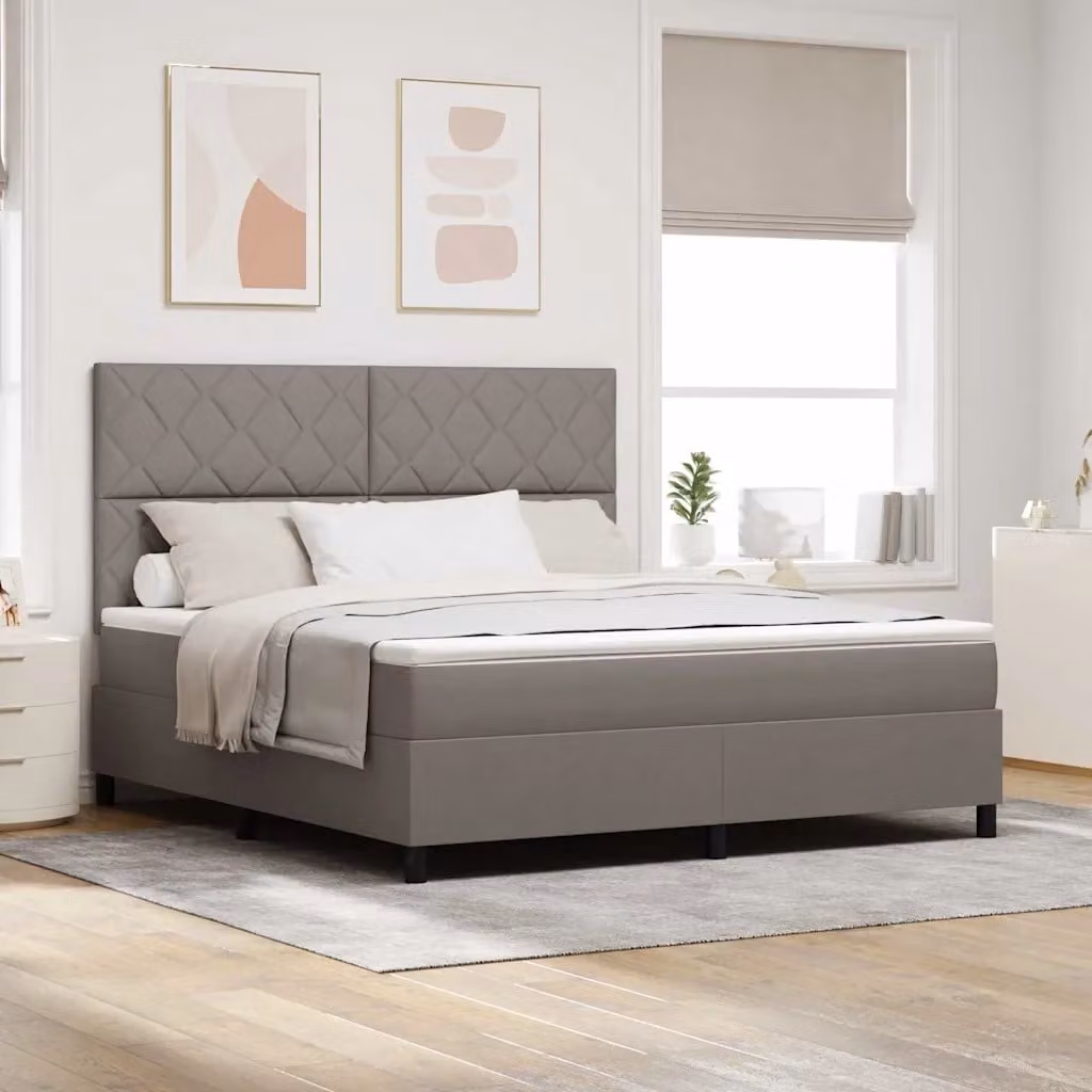 Letto a molle con testiera Talpa vidaXL in tessuto beige o grigio, L/P: 180 x 200 cm
