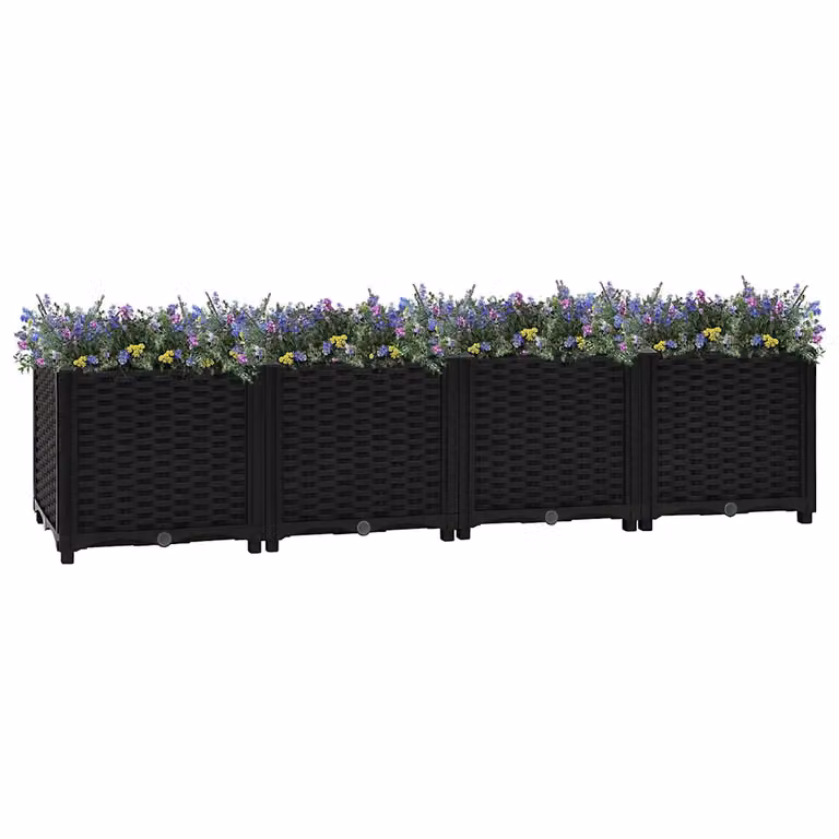 vidaXL Fioriera Rialzata in WPC Nero L: 160 cm, P: 40 cm, H: 38 cm