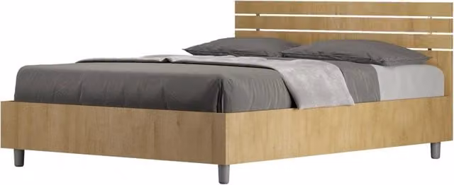 BS COM Letto matrimoniale francese senza rete 140x200 testata dritta con doghe quercia