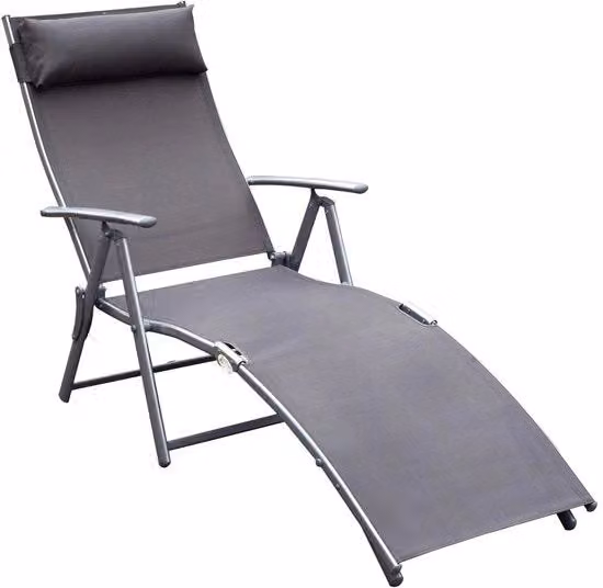 Lettino Solare - Culla Solare - Lettini Solari Culla Solare - Sedile da Giardino - con Schienale Regolabile - Lettino da Giardino - Estate - Sole - Lettini da Giardino - Lettino Esterno - Grigio
