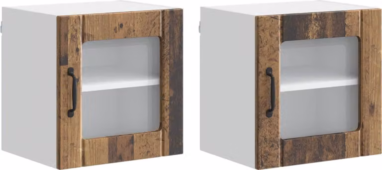 Mobile in vetro da parete LUCCA 2 pcs Legno antico