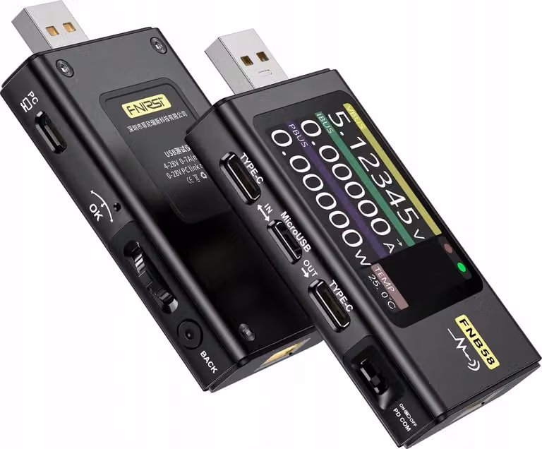 Tester multifunzione USB Fnirsi FNB58 7A 28V senza Bluetooth