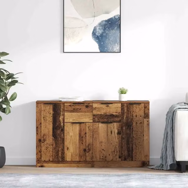 Set di 2 credenze vidaXL in legno effetto antico marrone per soggiorno e cucina L/P/H: 60 x 30 x 70 cm – 1