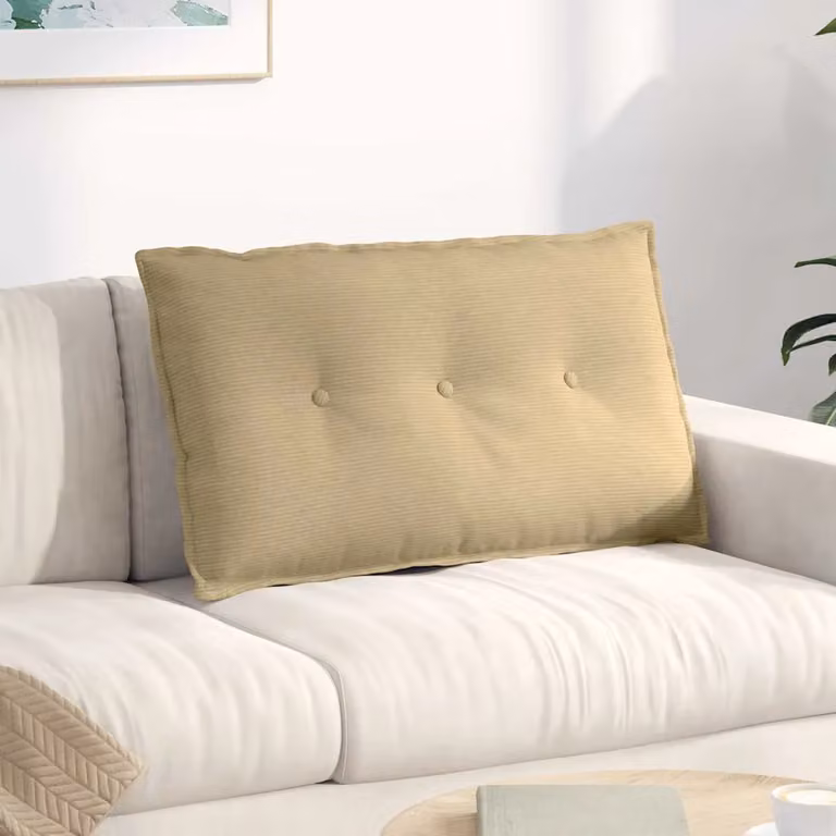 Cuscino per schiena vidaXL in tessuto a coste, disponibile in grigio, verde o beige, L 80 x P 50 cm