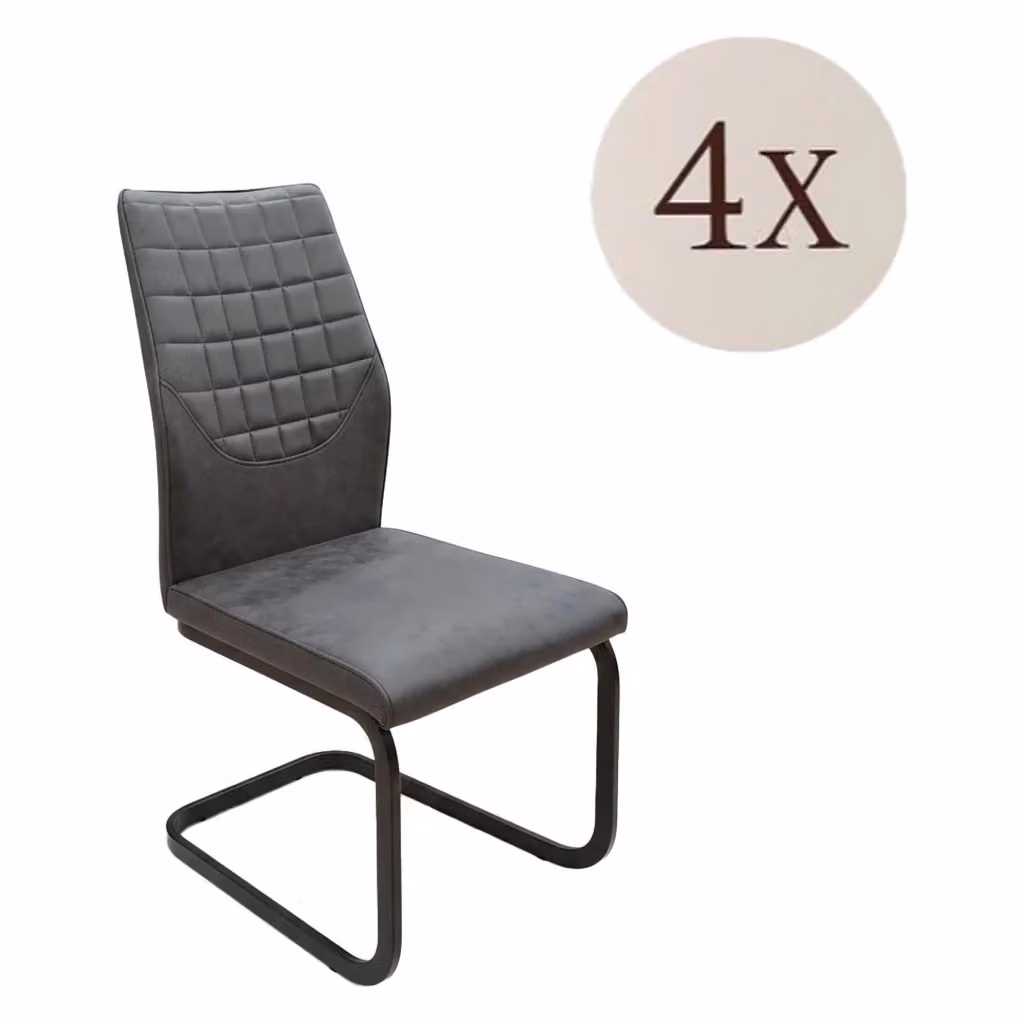 Set di 4 sedie moderne DMORA in velluto grigio e nero con struttura in metallo nero opaco – 2