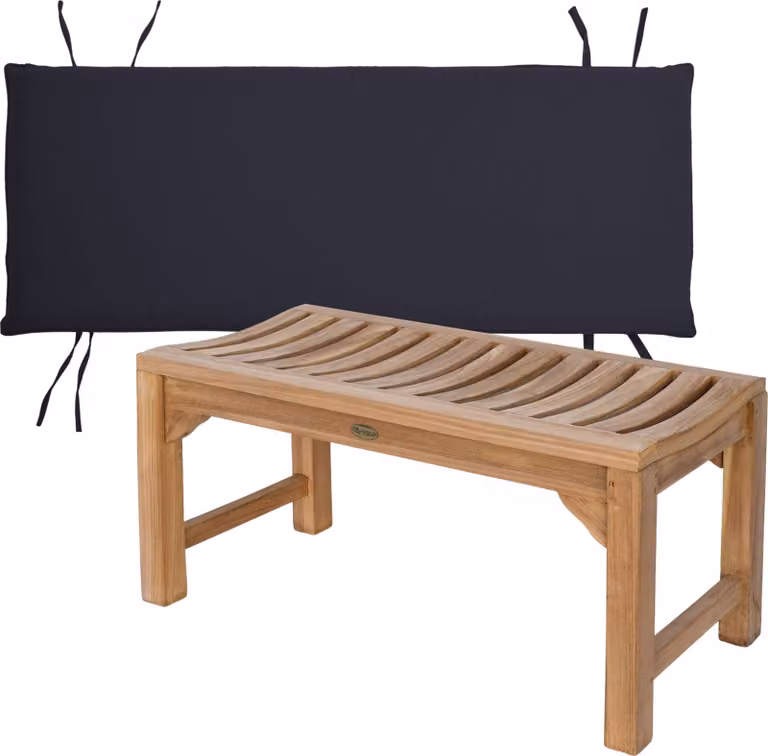 Panca in teak Ferrara 90cm in legno massiccio resistente alle intemperie + cuscino di seduta nero