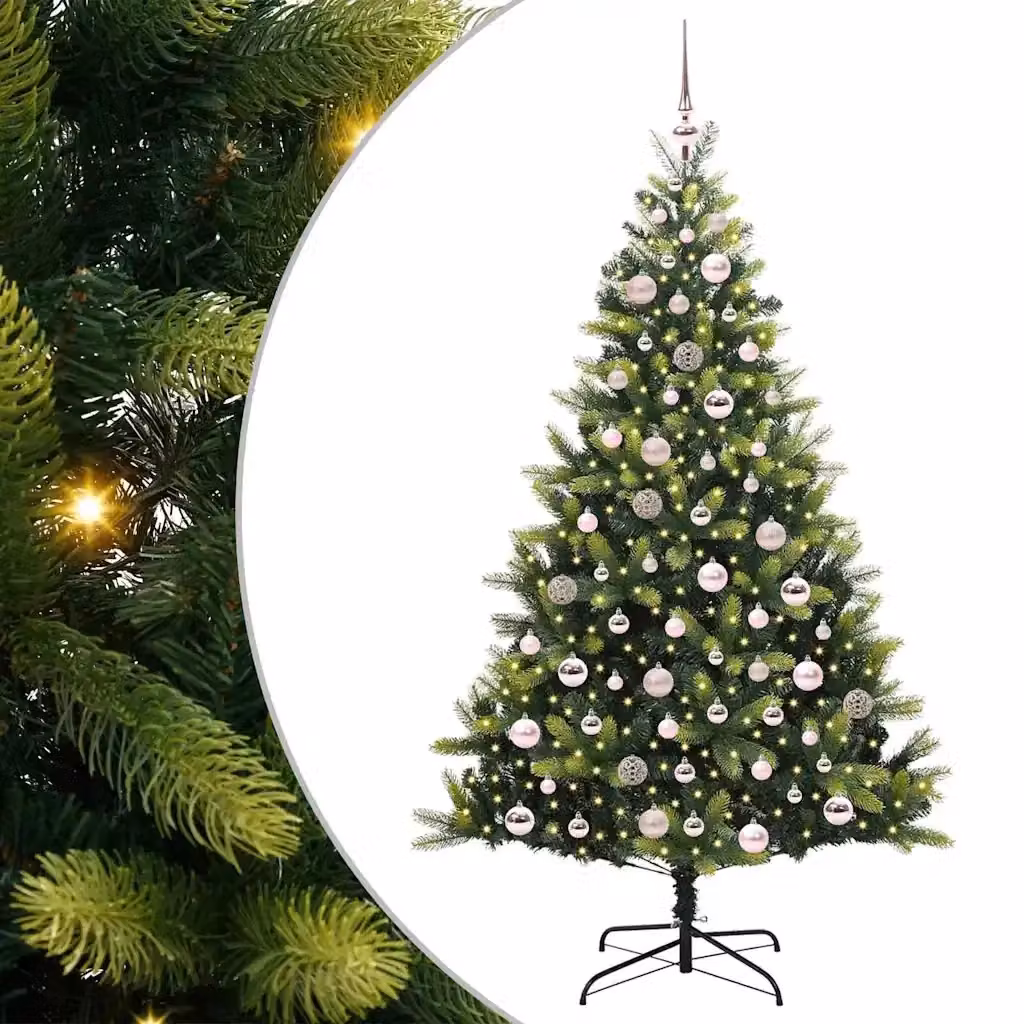 Albero di Natale Artificiale Moderno vidaXL Verde con 300 LED Luce Bianca Calda in PVC e Plastica – 2