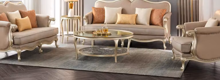 Luxus Couchtisch Runder Tisch Hotel Möbel Einrichtung Wohnzimmer Tische Gold