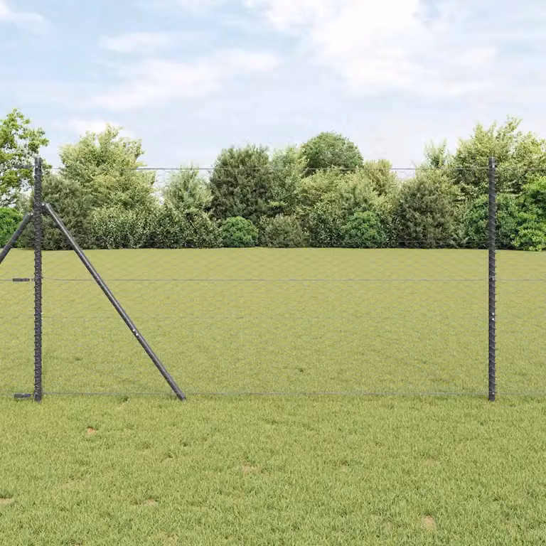 vidaXL Fissaggio a terra esagonale per recinzione in acciaio e PVC, Grigio, 25 x 1,4 m