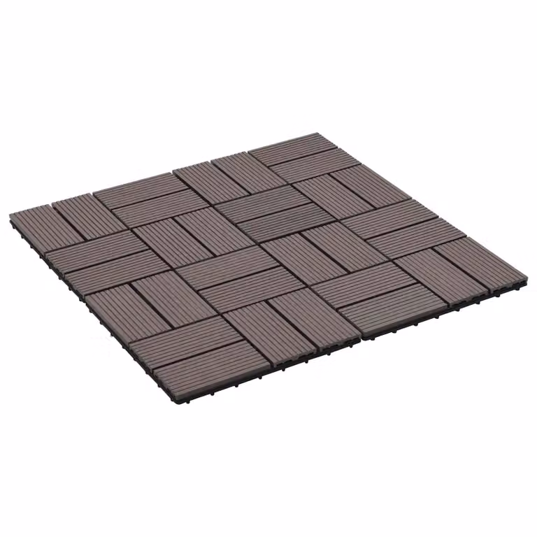 Set di 22 piastrelle per decking vidaXL in WPC marrone scuro, L/P: 30 x 30 cm